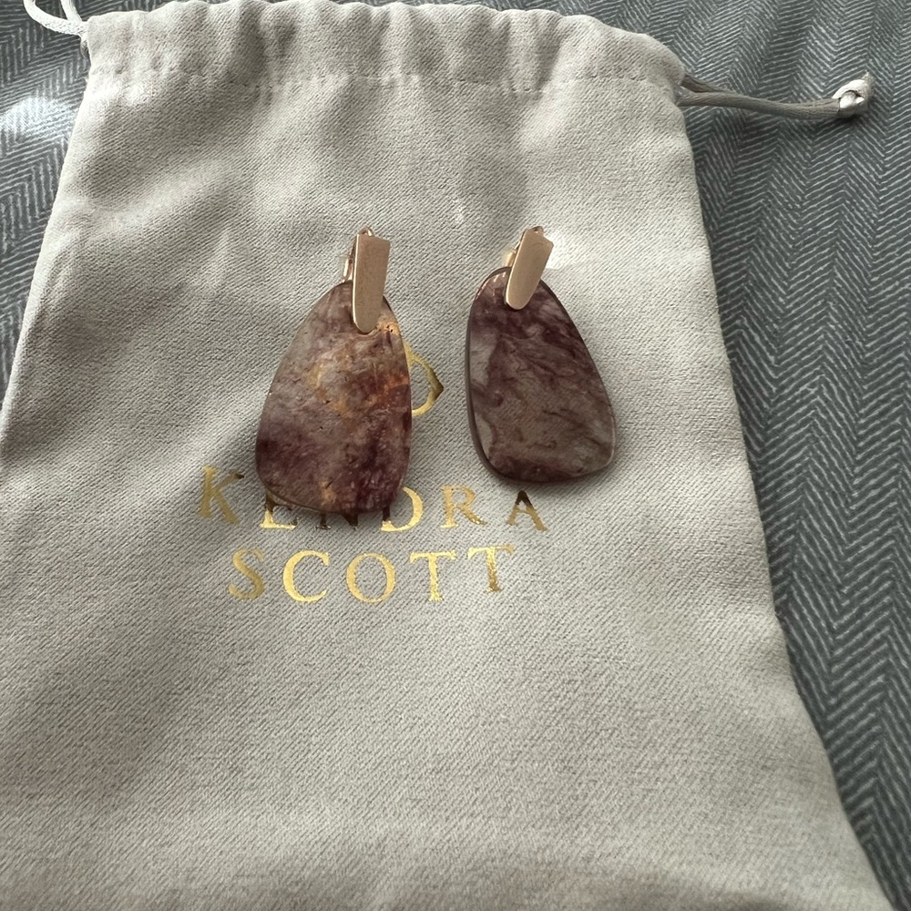 Kendra Scott Purple and Rose Gold Earrings